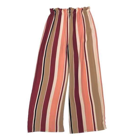 See You Monday Wide Leg Pants Womens Size Small Stripped Paperbag Tie Front Pant - Picture 4 of 12
